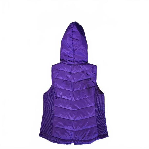 City Streets Stylish Purple Hooded Puffer Vest - Picture 2 of 6
